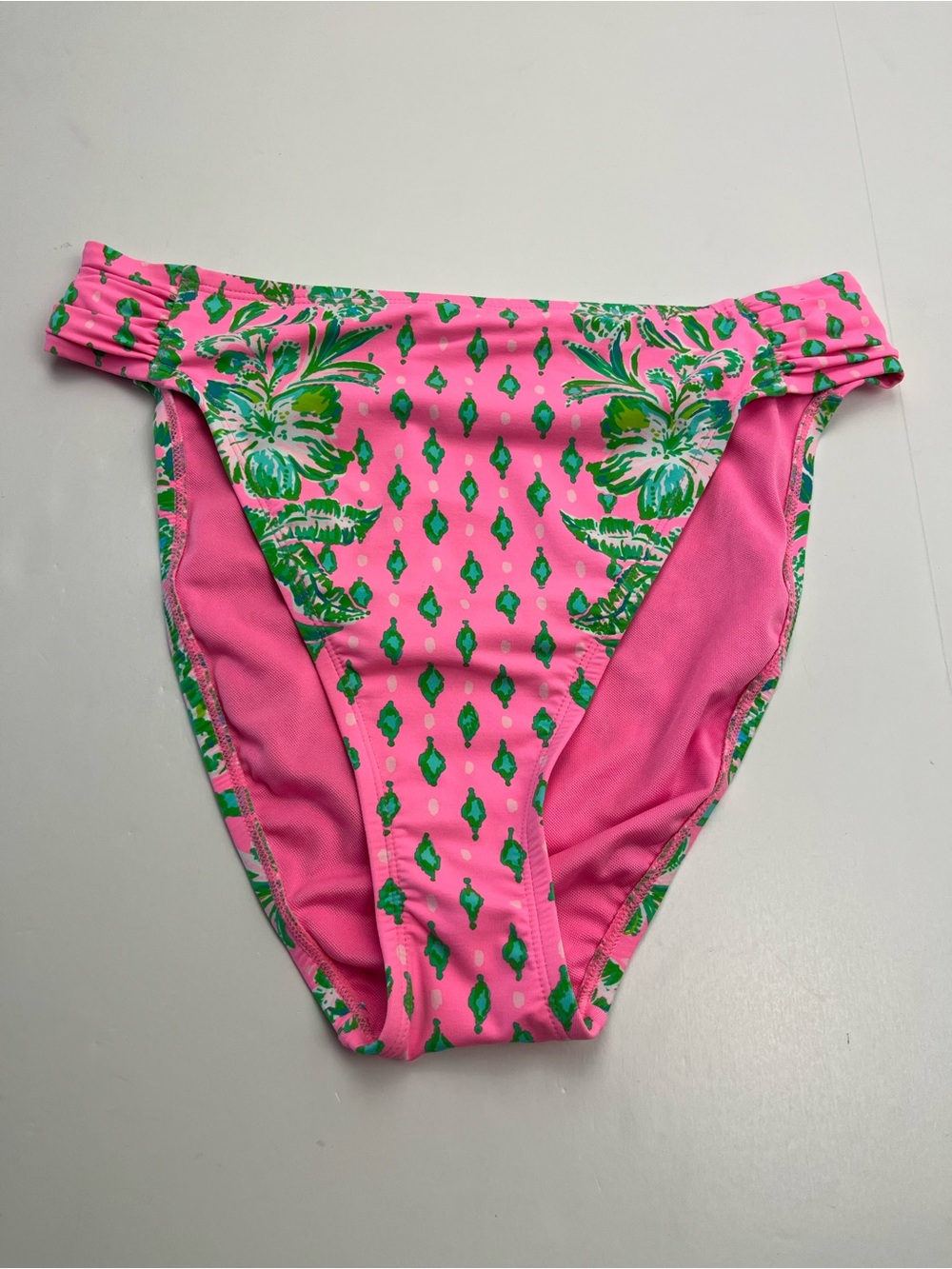 Lilly Pulitzer High-Waisted Clancy Bikini Bottom Womens Size 8 Pink Green Swim‎